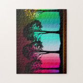 Puzzle Silhouette Arbres avec fond coloré et Brown (Vertical)