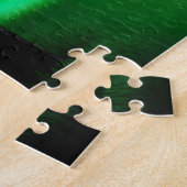 Puzzle Silhouette Arbres noirs avec Mist Jaune et Vert (Côté)
