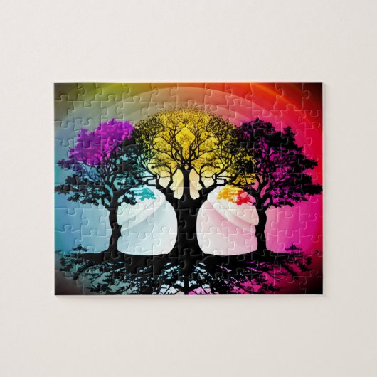 Puzzle Silhouette Art Forêt multicolore (Horizontal)