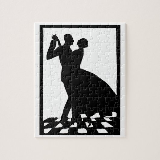 Puzzle silhouette couple dancing in the dark (Vertical)