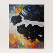 Puzzle Silhouette Couple sur le point de baiser en couleu (Vertical)