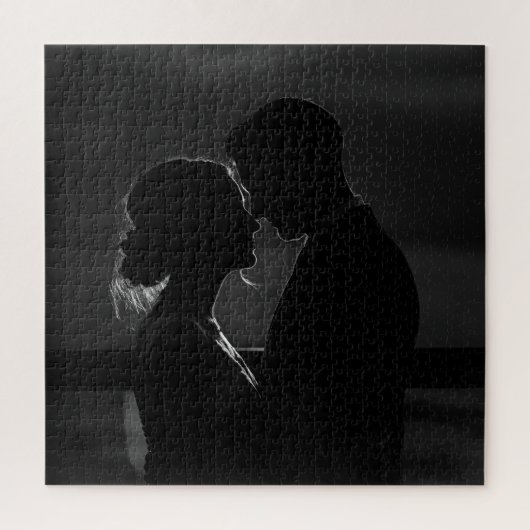 Puzzle Silhouette d'amour complexe en noir et blanc (Vertical)