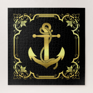 Puzzle Silhouette d'ancre marine/or/noir/noir