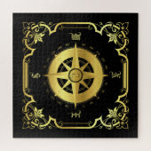 Puzzle Silhouette de boussole marine/or/noir/noir (Horizontal)