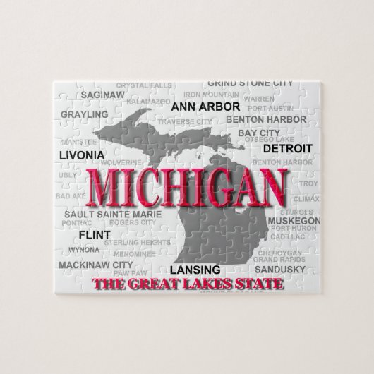 Puzzle Silhouette de carte de fierté d'État du Michigan (Horizontal)