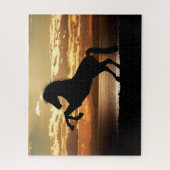 Puzzle Silhouette de cheval au coucher du soleil, Jigsaw (Vertical)