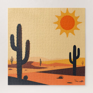 Puzzle Silhouette de coucher de soleil sur un cactus du d