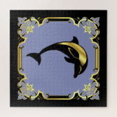 Puzzle Silhouette de dauphin marin/or/jigsa noir/noir (Horizontal)