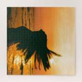 Puzzle Silhouette de fille, coucher du soleil sur la mer, (Horizontal)