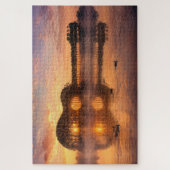 Puzzle Silhouette de Guitare d'Arbres avec des Canards (Vertical)