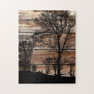 Puzzle Silhouette De L'Arbre Des Bois Sur La Barque