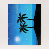 Puzzle Silhouette de l'île tropicale avec lune et étoiles (Vertical)
