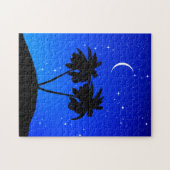 Puzzle Silhouette de palmier, Bleu du soir avec étoiles (Horizontal)