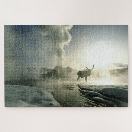 Puzzle Silhouette d'Elk au Castle Geyser (Horizontal)