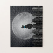 Puzzle silhouette du chat sur la clôture (Vertical)