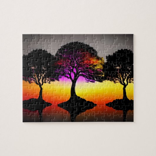 Puzzle Silhouette du coucher de soleil avec coucher de so (Horizontal)