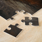 Puzzle Silhouette du coucher de soleil de bison de buffle (Côté)