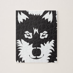 Puzzle Silhouette du visage de loup sauvage