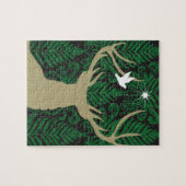 Puzzle Silhouette d'un cerf commun, d'une colombe et (Horizontal)