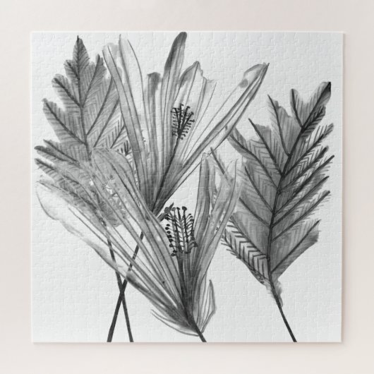 Puzzle Silhouette florale - Gris (Horizontal)