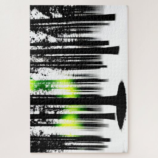 Puzzle Silhouette Forêt-Noire avec un éclat vert étrange (Vertical)