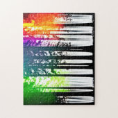 Puzzle Silhouette noire avec vert pourpre orange orange (Vertical)