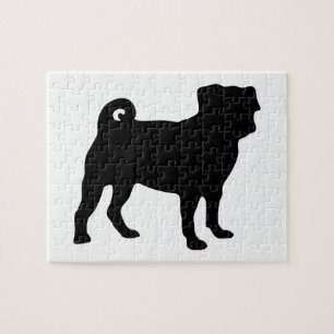 Puzzle Silhouette noire de carlin - conception simple de