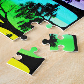 Puzzle Silhouette noire et Arrière - plan arc-en-ciel (Côté)