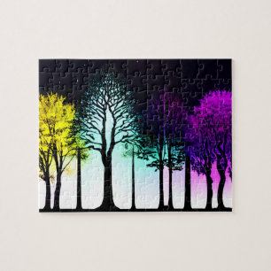 Puzzle Silhouette Pastel Sous Ciel Sombre