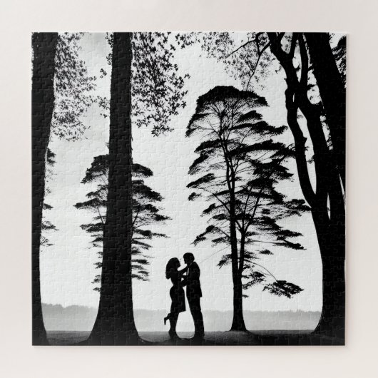 Puzzle Silhouette Romantique Couple Embrasser Sous Les Ar (Horizontal)