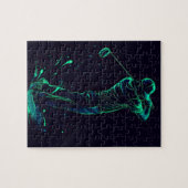 Puzzle Silhouette verte minimaliste Golfer (Horizontal)