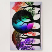 Puzzle Silhouettes Abstraites d'arbre noir avec éclabouss (Vertical)