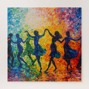 Puzzle Silhouettes colorées dansant