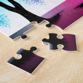 Puzzle Silhouettes d'automne violet et orange (Côté)