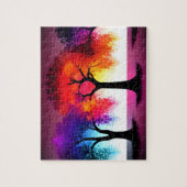 Puzzle Silhouettes d'automne violet et orange (Vertical)
