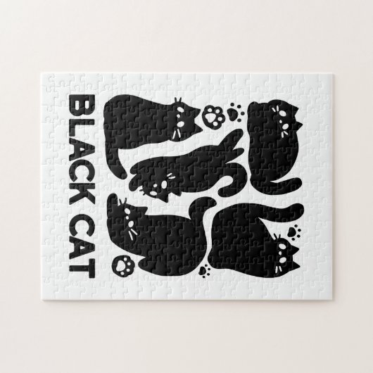 Puzzle Silhouettes de chat noir - Design Feline mignon (Horizontal)