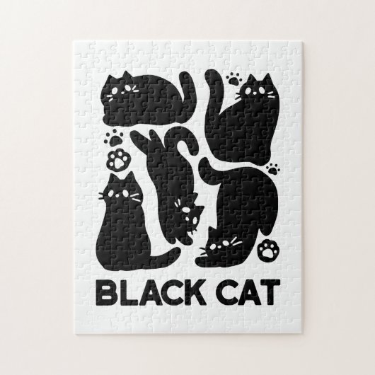 Puzzle Silhouettes de chat noir - Design Feline mignon (Vertical)