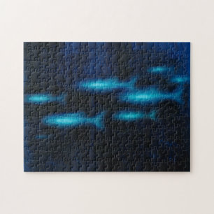 Puzzle Silhouettes de poisson bleu translucide