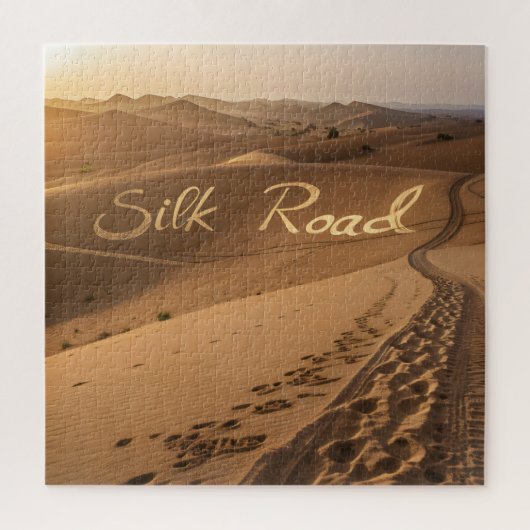 Puzzle Silk Road Desert Landscape Typography Art (Vertical)