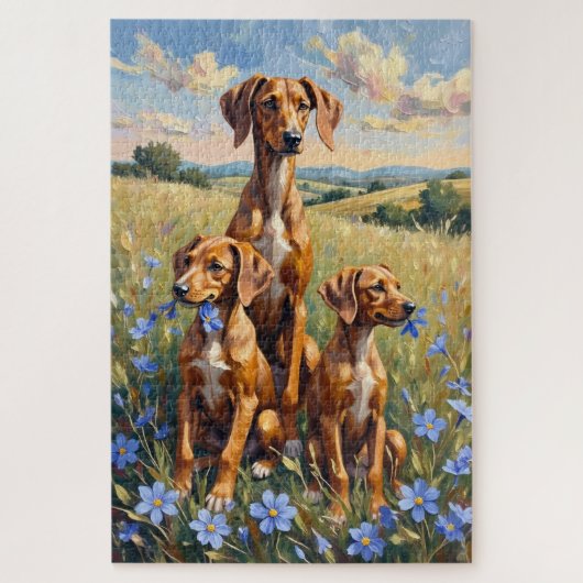 Puzzle Silken Windhound Cornflower Prairie Art (Vertical)