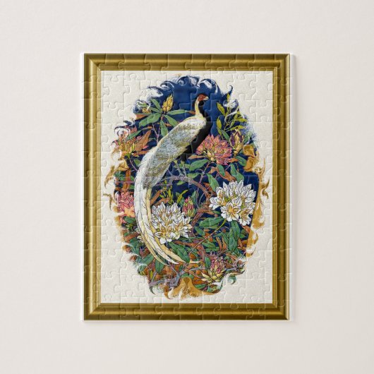 Puzzle Silver Peacock (Vertical)