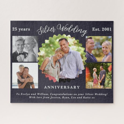 Puzzle Silver Wedding 25th Anniversary Photo Collage (Horizontal)