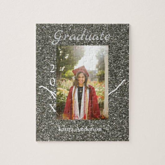 Puzzle Silverglitter photo graduation ajouter nom classe  (Vertical)