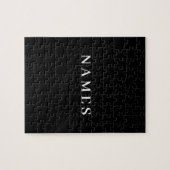 Puzzle Simple Black Custom Ajouter Votre Nom Élégant (Horizontal)