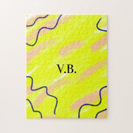 Puzzle Simple couleur solide ajouter le nom du texte mono (Vertical)