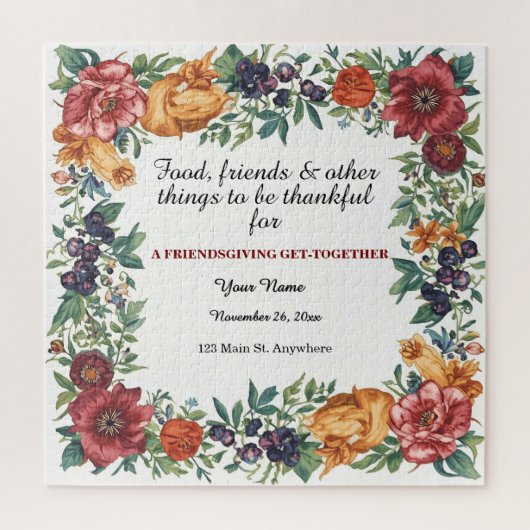 Puzzle Simple Elegant Floral Friendsgiving (Vertical)