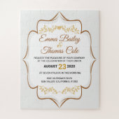 Puzzle Simple Elegant or embelli Faire-part de mariage (Vertical)