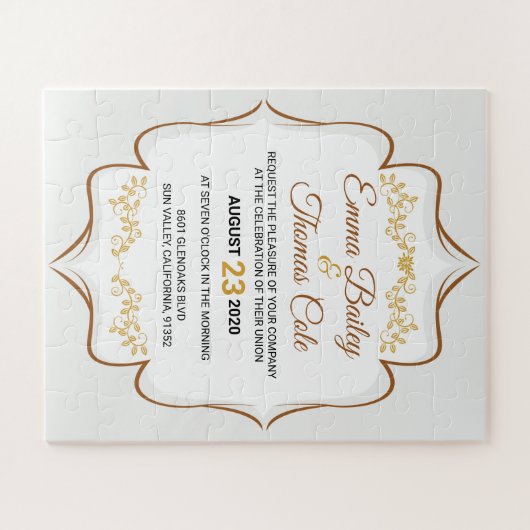 Puzzle Simple Elegant or embelli Faire-part de mariage (Horizontal)