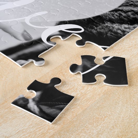 Puzzle Simple Élégant Script Couple Photo (Côté)