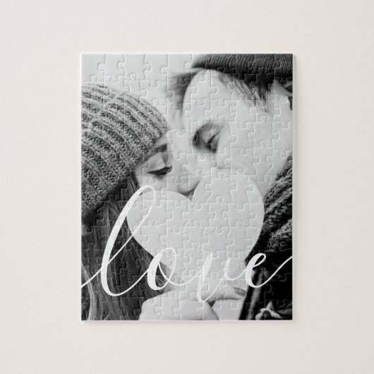 Puzzle Simple Élégant Script Couple Photo (Vertical)